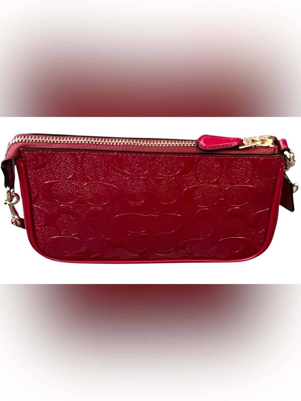 COACH Signature Debossed Chain Large Wristlet 19/ Shoulder Bag - Picture 4 of 15